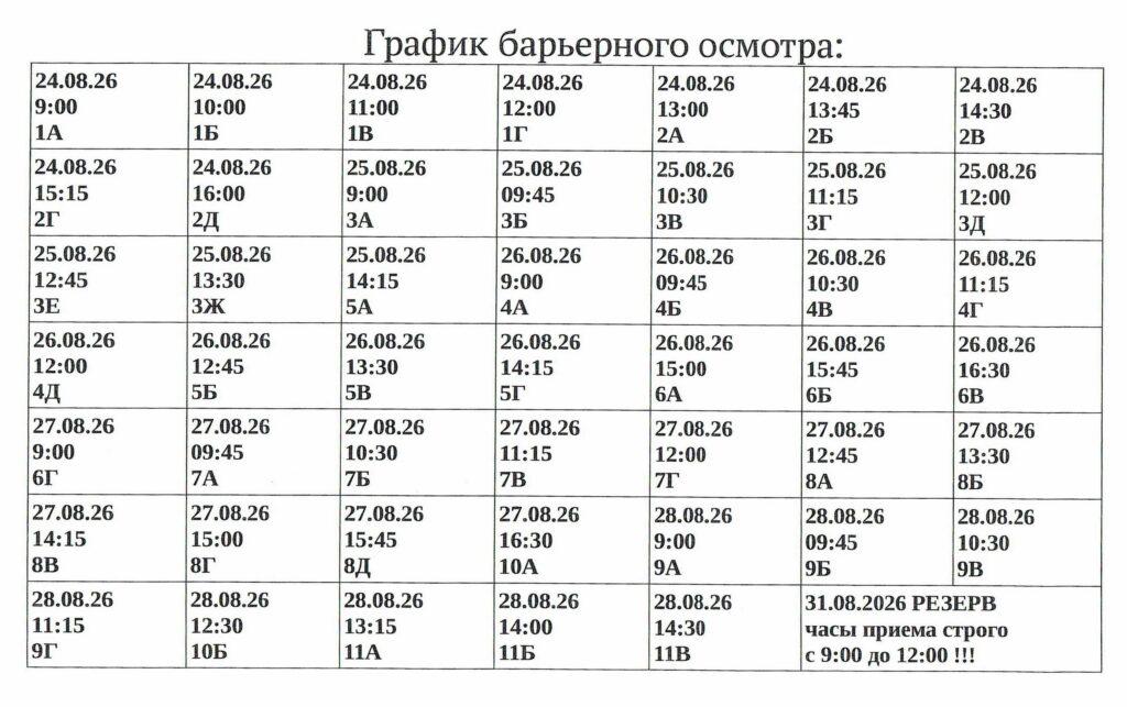 График барьерного осмотра